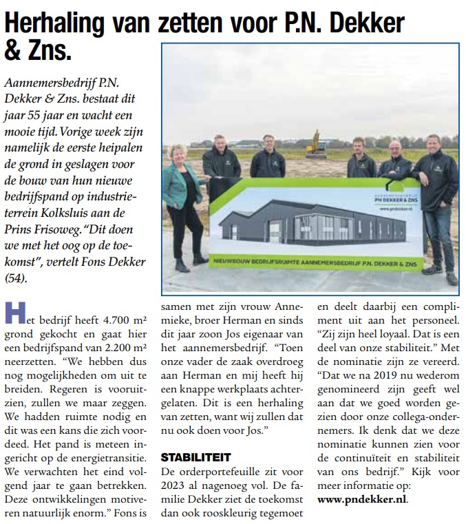 Nominatie ondernemer van het jaar 2022